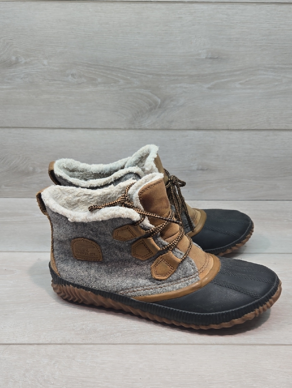 Sorel Women Out N About Winter Duck Rubber Watrrproof Leather Boots Shoes Sz 10